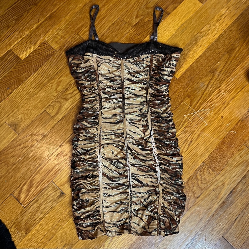 Entry Leopard/Tiger Print Bodycon Mini Dress Size Small